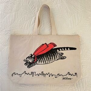 Vintage B. Kilban Cartoon Cat Print Tote Bag